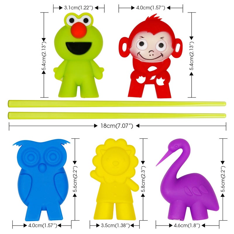 SINGARE Training chopsticks for kids adults and beginners - 5 Pairs chopstick set with attachable learning chopstick helper - right or left handed - Image 2